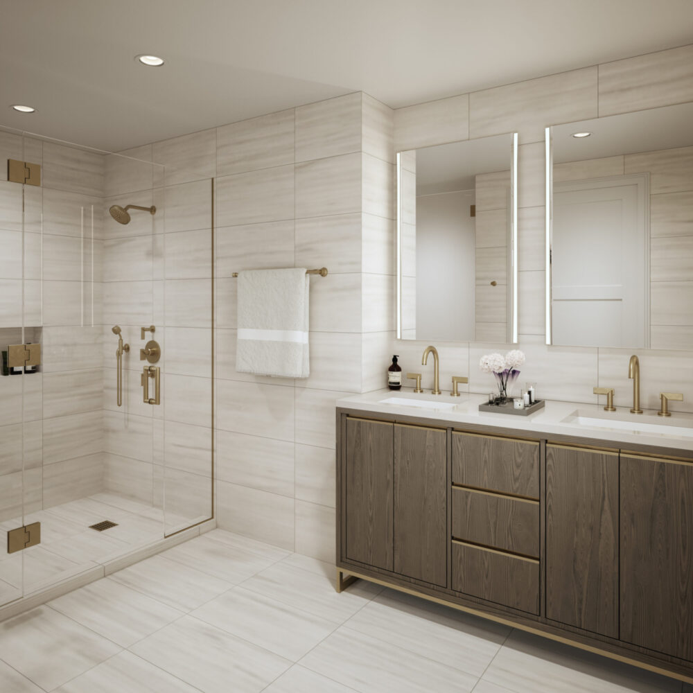 Interior 3D Architectural Visualization and Rendering of Primary Bathroom