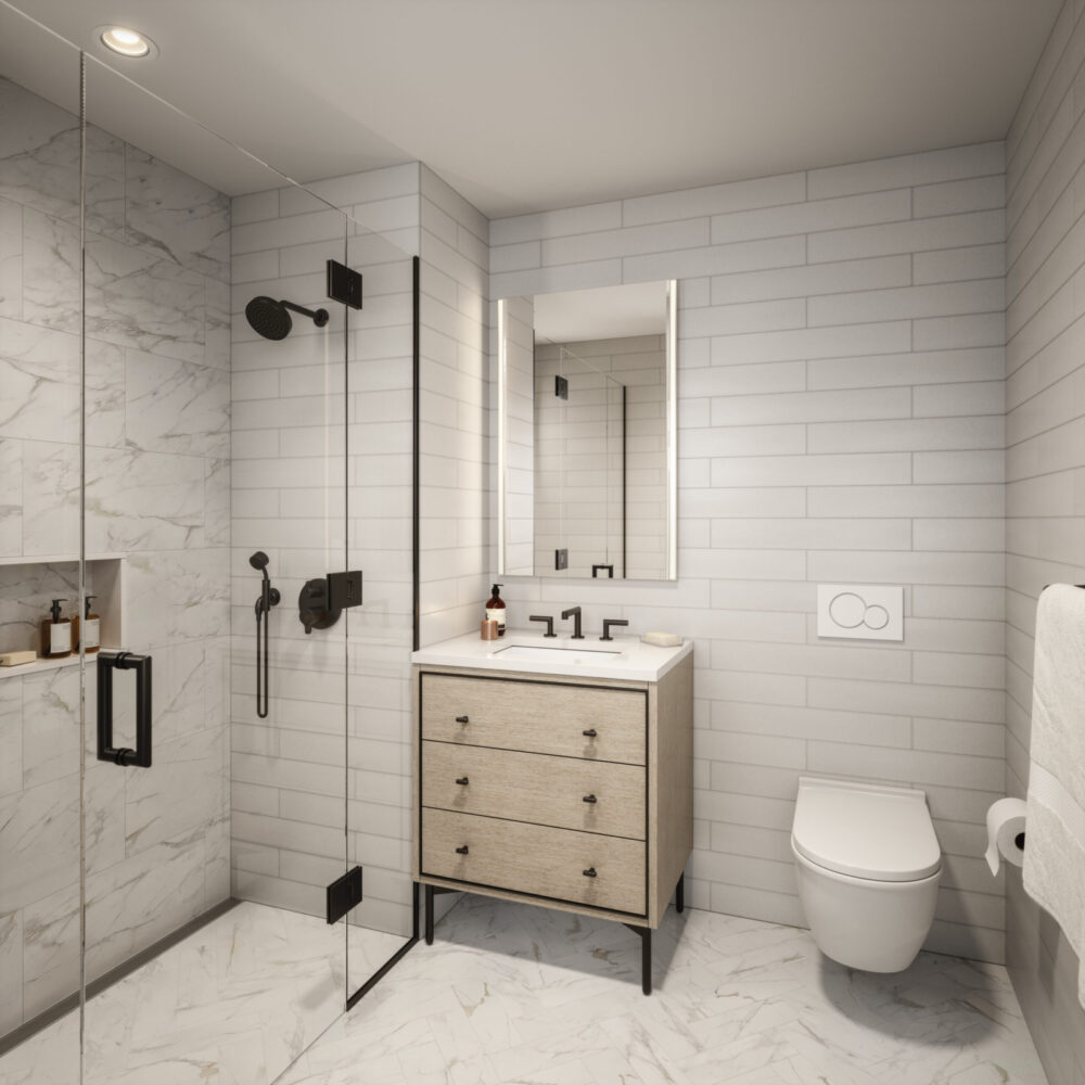 Interior 3D Architectural Visualization and Rendering of Secondary Bathroom