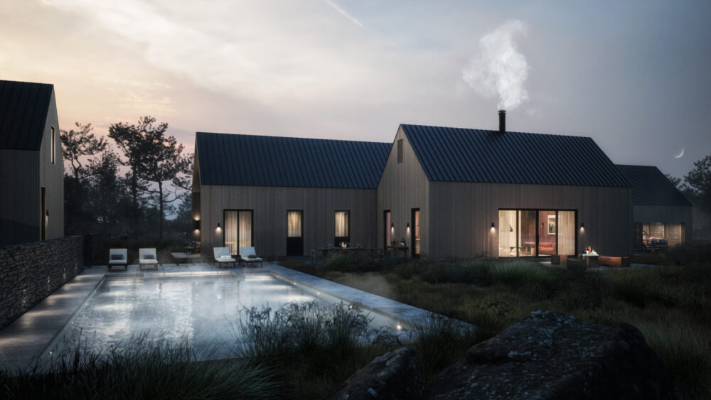 Exterior 3D Architectural Visualization and Rendering of Modern Cabin