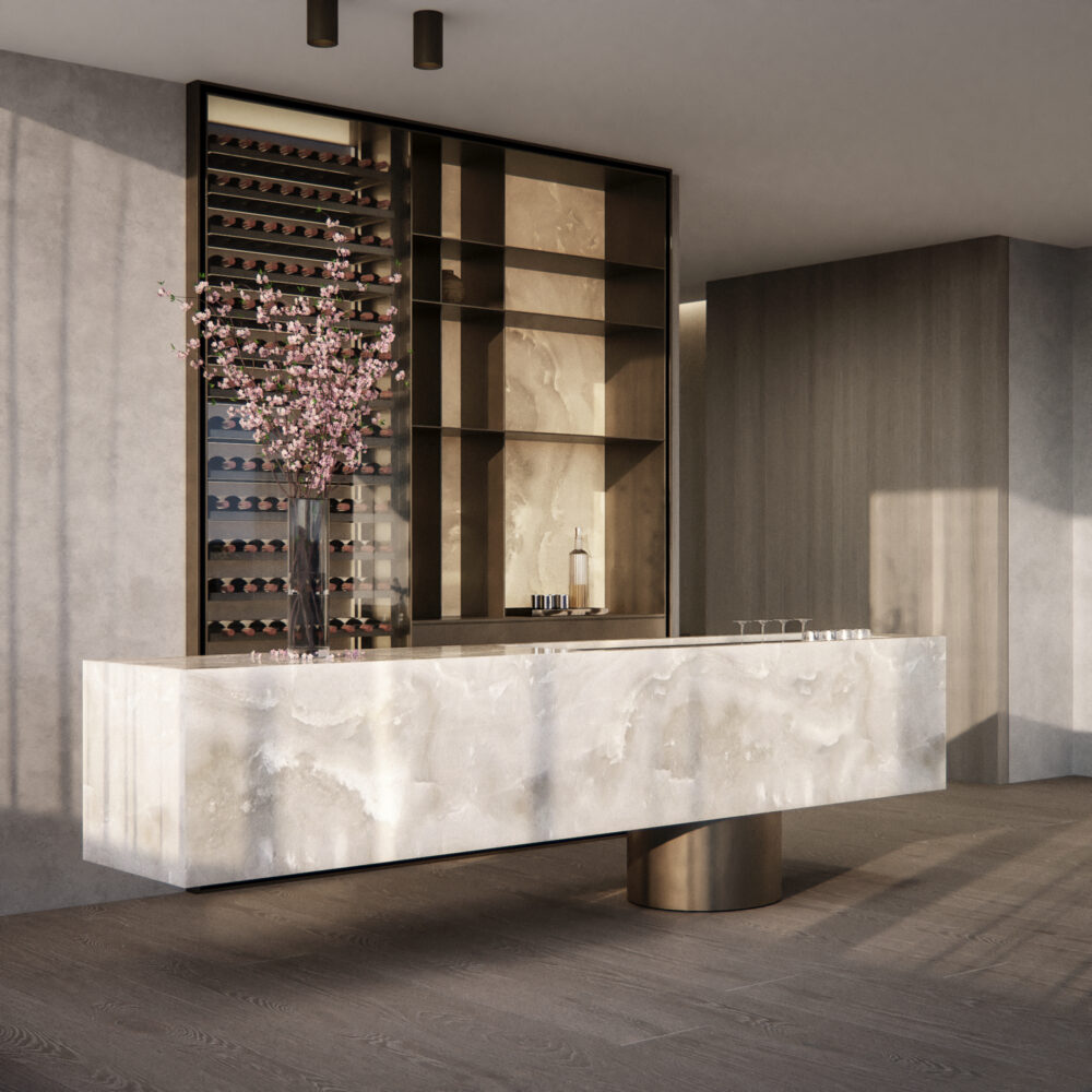 Interior 3D Architectural Visualization and Rendering of Modern Bar