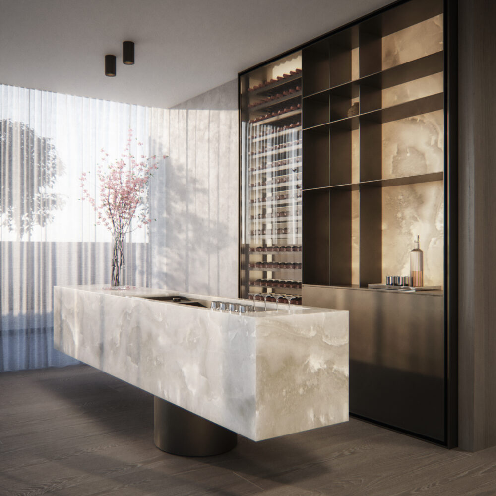 Interior 3D Architectural Visualization and Rendering of Modern Bar