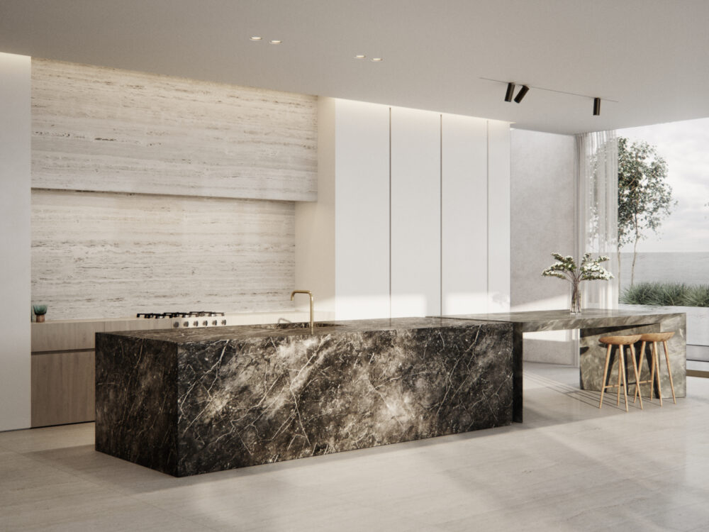 Interior 3D Architectural Visualization and Rendering of Modern Kitchen