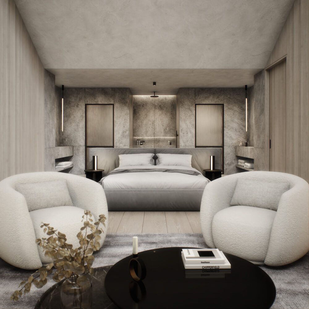 Interior 3D Architectural Visualization and Rendering of Artic Resort Suite